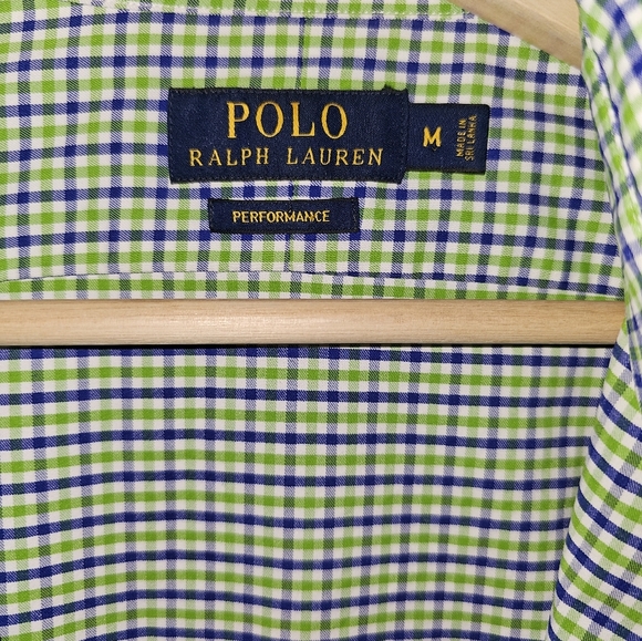 Polo Ralph Lauren Green Blue Check Men's Classic Fit Button Down Shirt Sz Medium - Picture 4 of 7